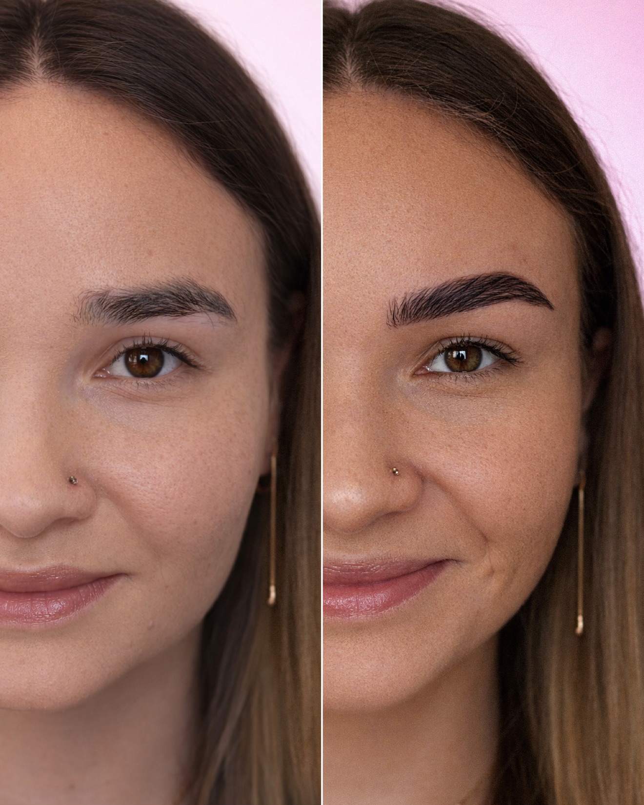 Eyebrow styling before and after